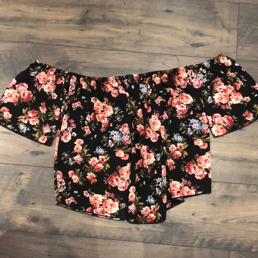 Floral off the shoulder shirt